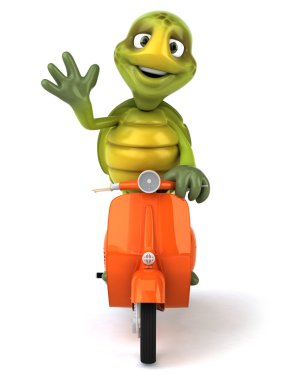 Kaplumbağa ve scooter illüstrasyon