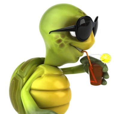 Turtle in sunglasses 3d illustration clipart