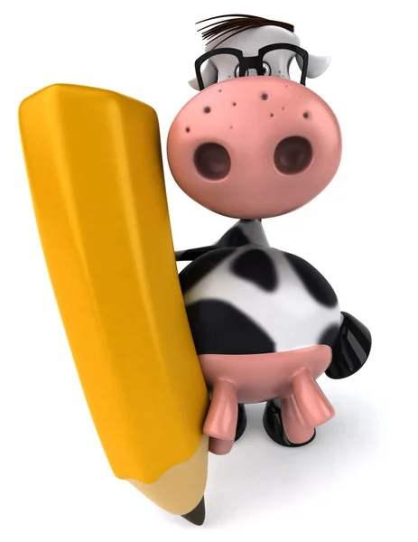 Spaß Kuh mit Buntstift 3D-Illustration — Stockfoto