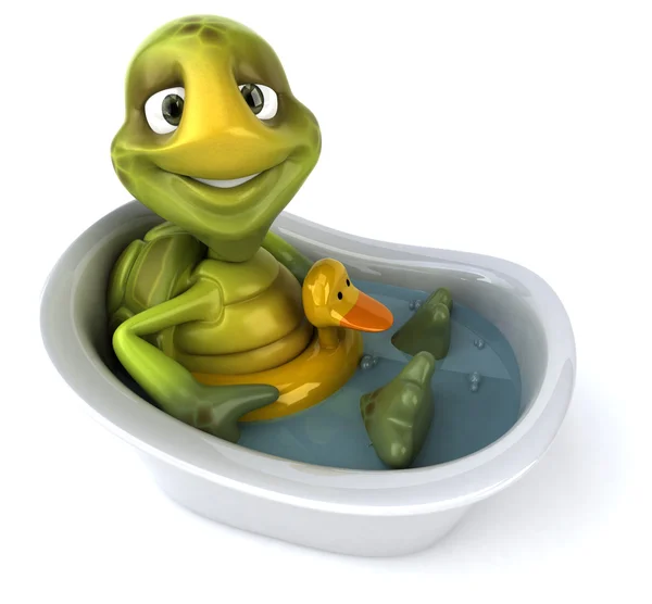 Turtle in bath 3d illustration — Stock Photo, Image