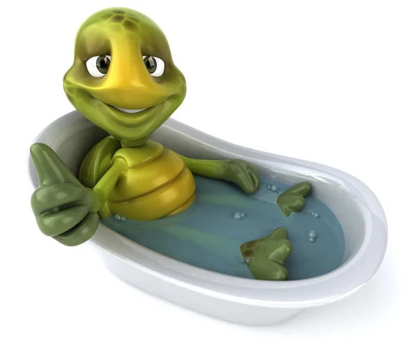 Turtle in bath 3d illustration — Stock Photo, Image