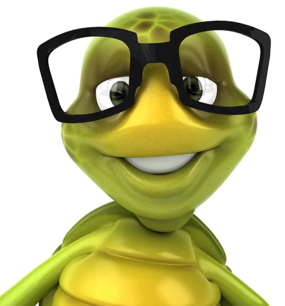 Schildkröte in Brille 3D-Illustration — Stockfoto