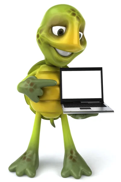 Черепаха з ноутбуком 3d ілюстрація — стокове фото