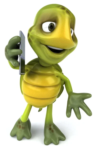 Turtle with cell phone 3d illustration — Stock Photo, Image