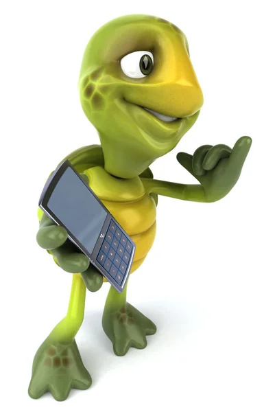 Tortuga con ilustración 3d del teléfono celular — Foto de Stock