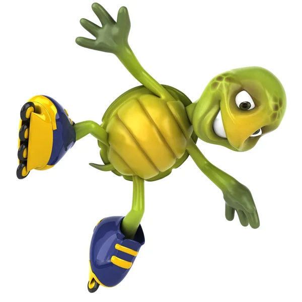 Sköldpadda på en roller-skates 3d illustration — Stockfoto