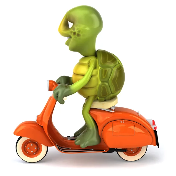 Turtle and a scooter 3d illustration — Stock Photo, Image