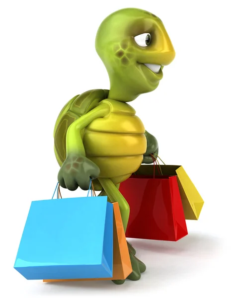 Želva s 3d ilustrace nákupní tašky — Stock fotografie