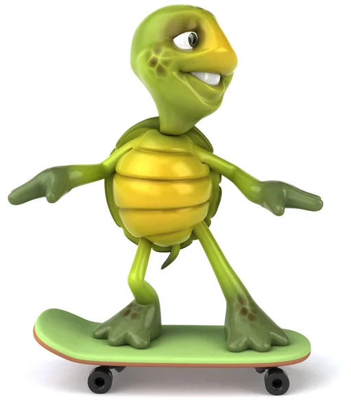 Sköldpadda på en skateboard 3d illustration — Stockfoto