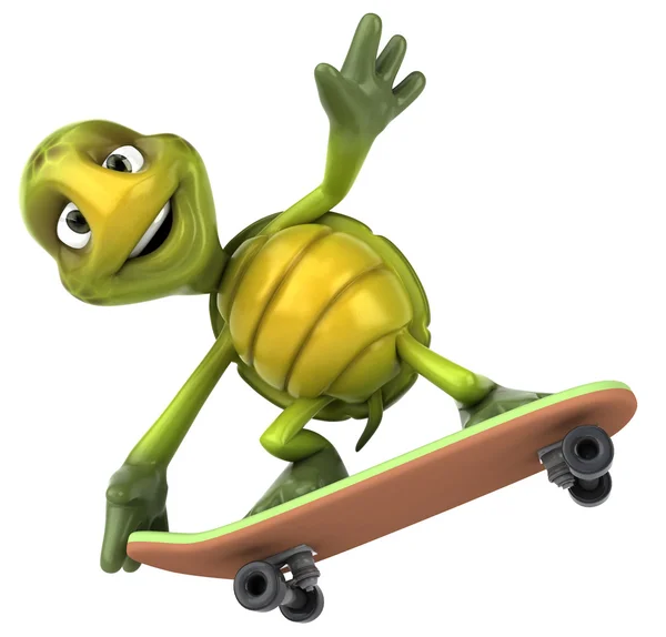Tartaruga em um skate ilustração 3d — Fotografia de Stock
