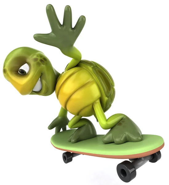 滑板 3d 图上的海龟 — 图库照片