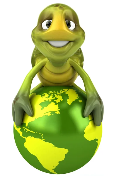 Turtle on the earth 3d illustration — Stock Photo, Image
