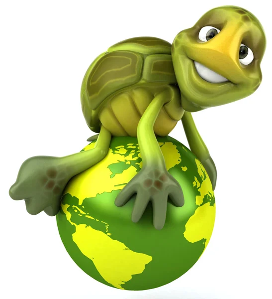 Turtle on the earth 3d illustration — Stock Photo, Image