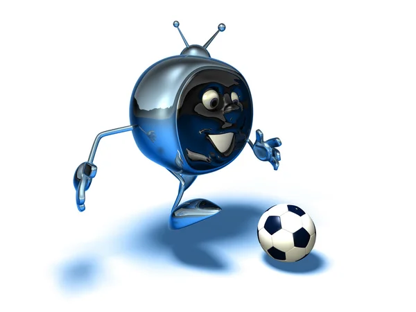 Телевидение, играющее в футбол — стоковое фото