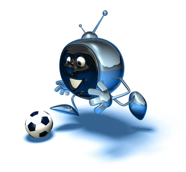 Fjernsynsspillende fotball 3d-illustrasjon – stockfoto