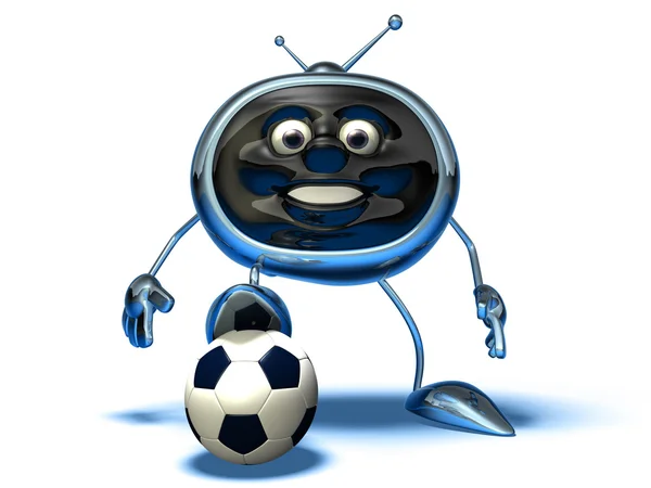 Televisie spelen voetbal 3d illustratie — Stockfoto
