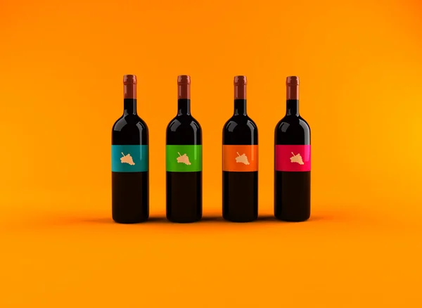Vinflaskor 3d illustration — Stockfoto