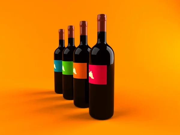 Weinflaschen 3D Illustration — Stockfoto