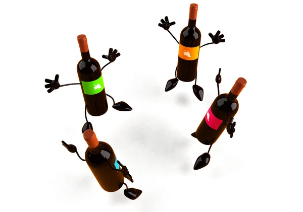 Garrafas de vinho ilustração 3d — Fotografia de Stock