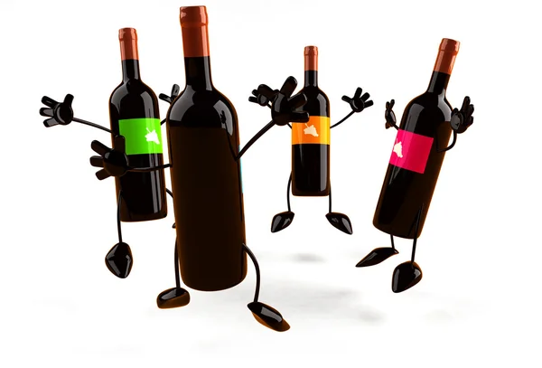 Bottiglie di vino 3D illustrazione — Foto Stock