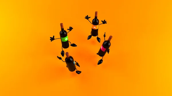Винні пляшки 3d ілюстрація — стокове фото