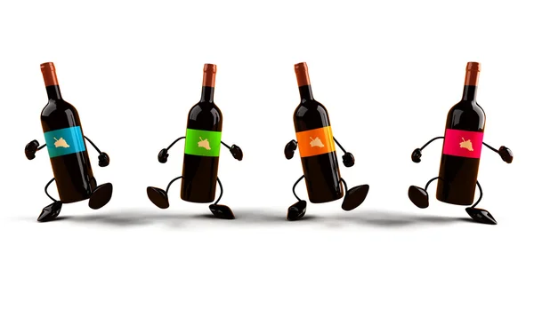 ขวดไวน์ ภาพ 3D — ภาพถ่ายสต็อก