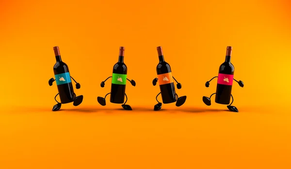 ワインのボトルの 3 d イラストレーション — ストック写真