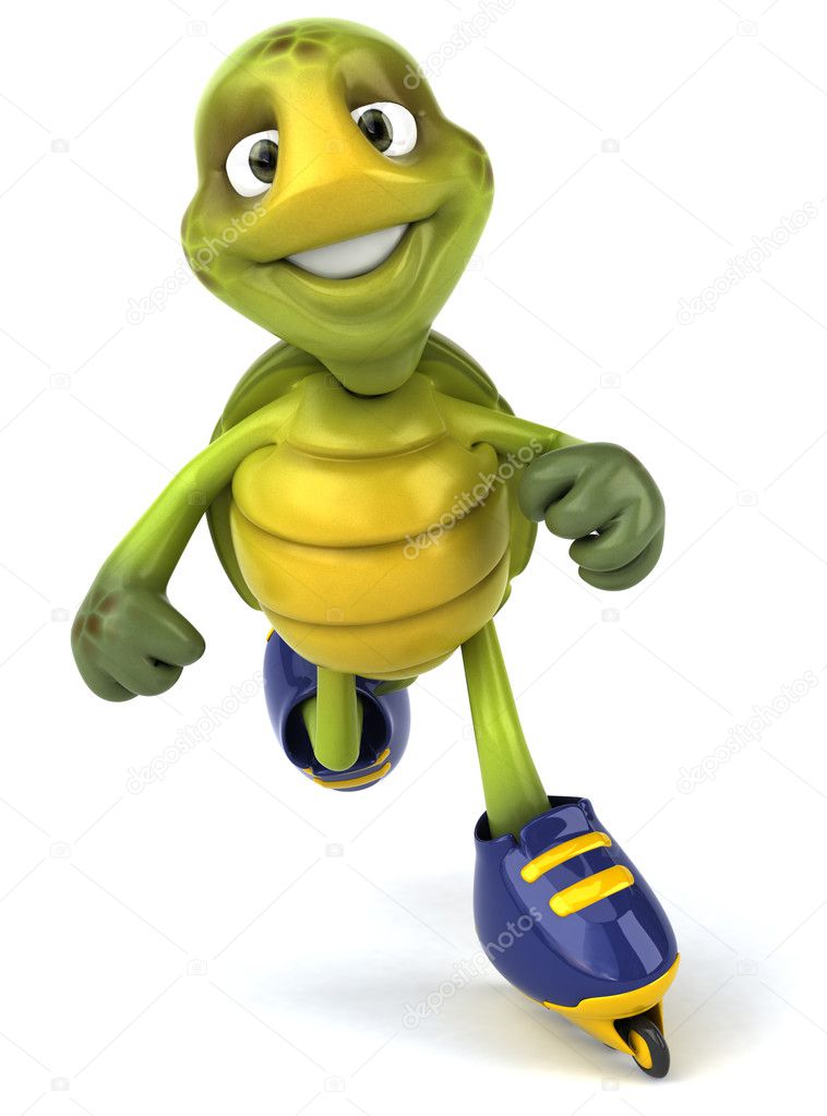 Turtle on a roller-skates 3d illustration — Stock Photo © julos #4401342