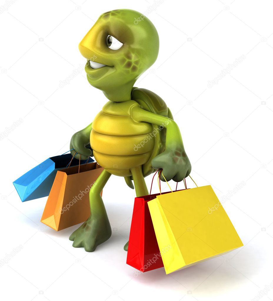 Turtle with shopping bags 3d illustration Stock Photo by ©julos 4401360