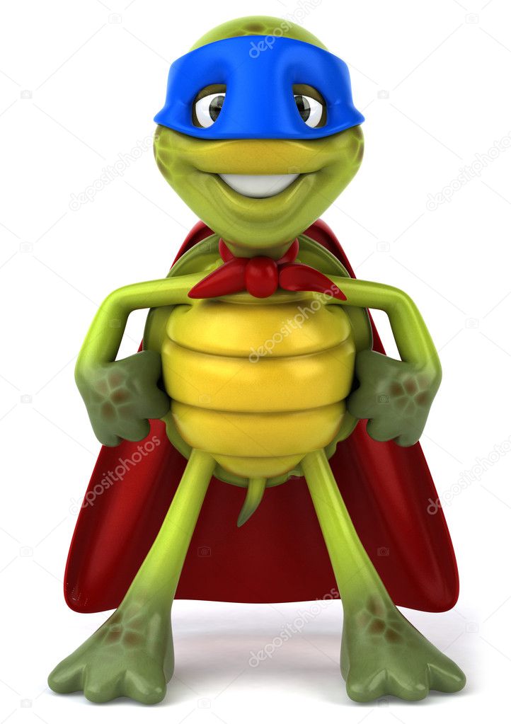 Turtle superhero 3d illustration
