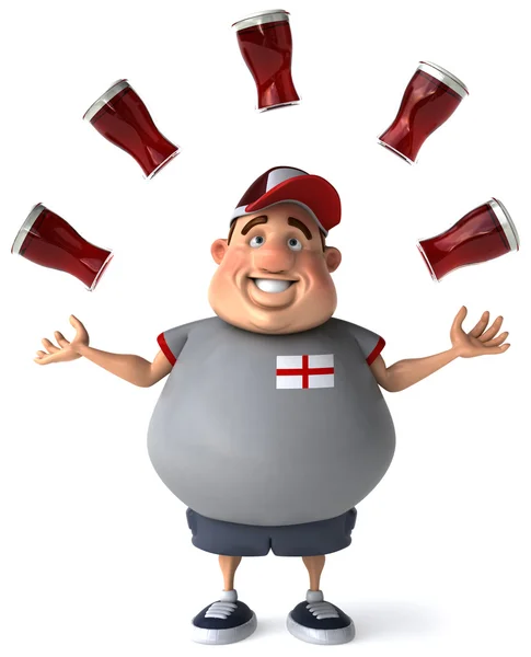 Fat guy and beers 3d illustration — Stock Photo, Image