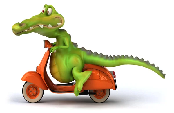 Motorbyke krokodil 3d illustratie — Stockfoto