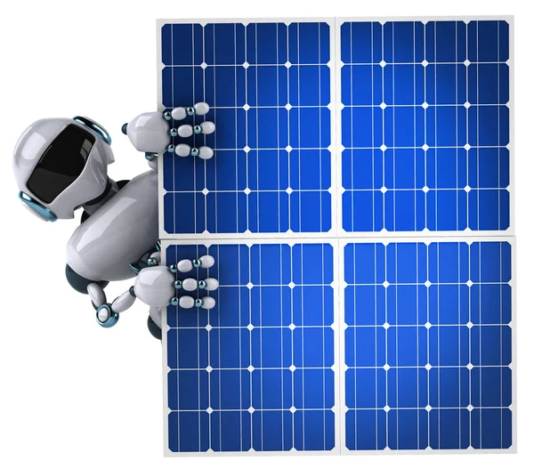Robô e painéis solares ilustração 3d — Fotografia de Stock