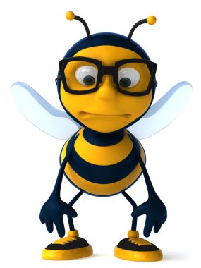 Sad bee 3d illustration clipart