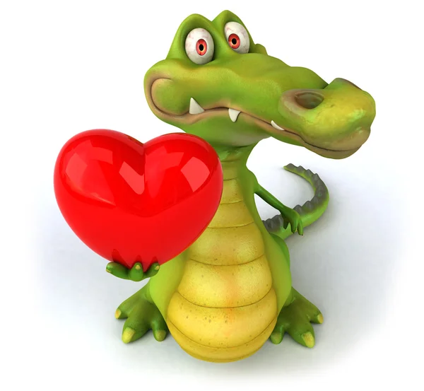 Crocodile with heart 3d illustration — Stock Photo, Image