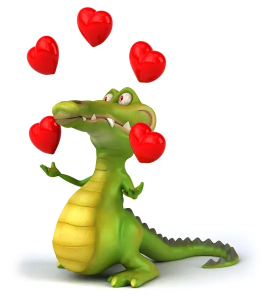 Crocodile Avec Des Cœurs Illustration — Photo