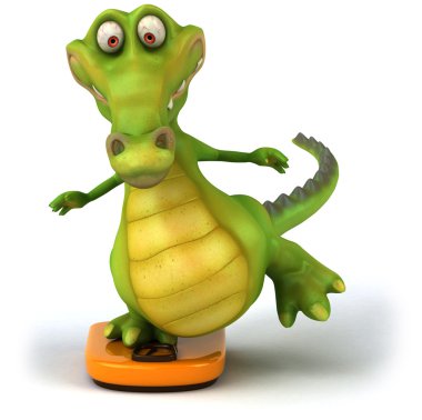 Crocodile on the weight 3d illustration clipart