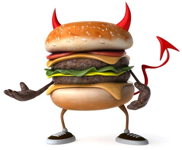 Gonosz hamburger 3D-s illusztráció — Stock Fotó