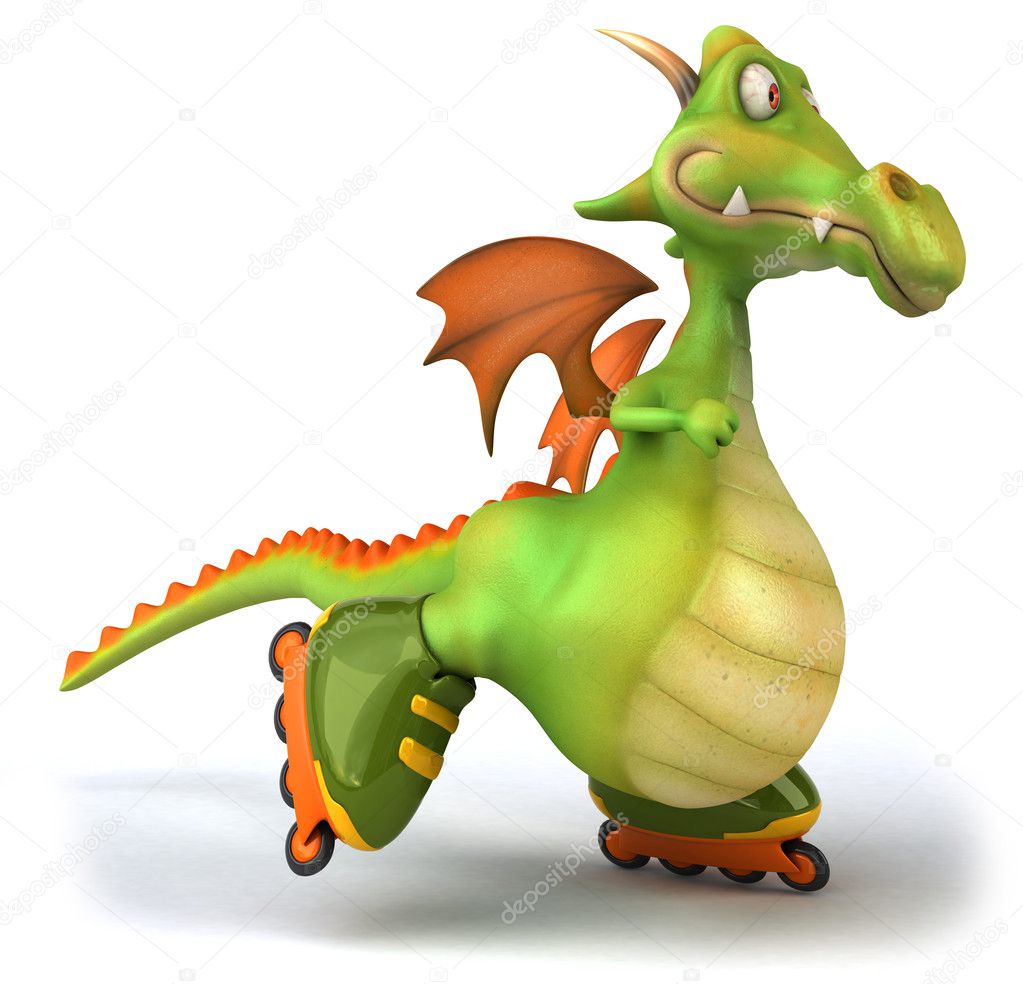 Fun dragon rollerskating — Stock Photo © julos 5187250