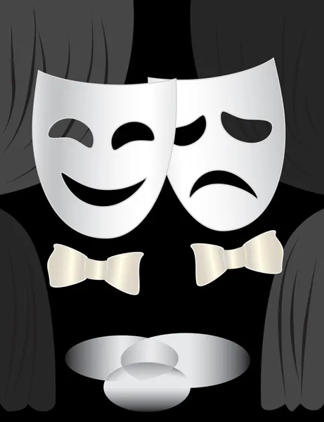剧院舞台与面具 免版税图库插图