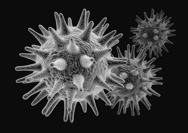 Ιό υπό το ηλεκτρονικό μικροσκόπιο που απομονώνονται σε μαύρο — Φωτογραφία Αρχείου