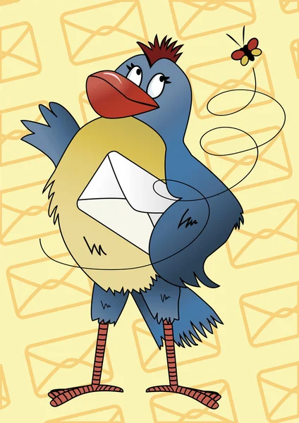 Синяя птица с конвертом — стоковый вектор