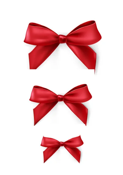 Collection of red gift bows with ribbons. Vector. — Stock Vector