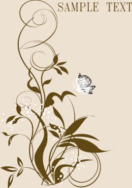 Kelebek, vektör, ilkbahar, dal, grafik, çizimler, kahverengi, yapraklar, turuncu, sonbahar