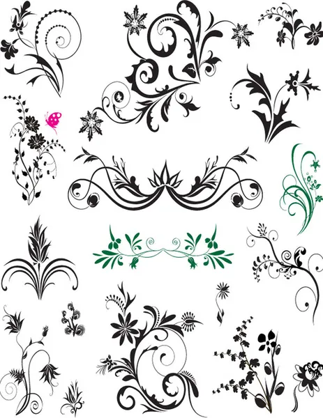 Vector set swirling decorative floral elements ornament — Stock Vector ...