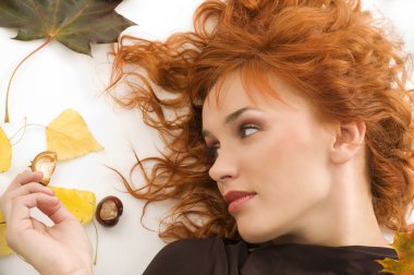 The fall girl with red hair clipart