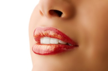 Golden lips close up clipart