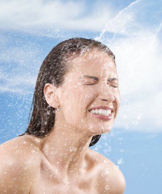 Water falling on face clipart