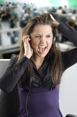 a call operator after a long day of work who drives her crazy clipart