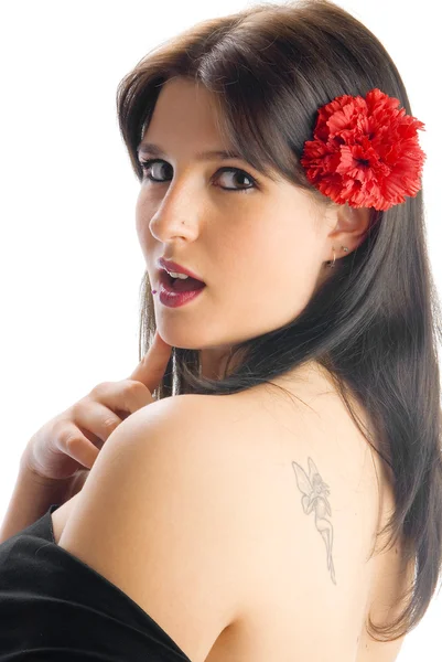 Tattoo and carnation — Stock Photo, Image